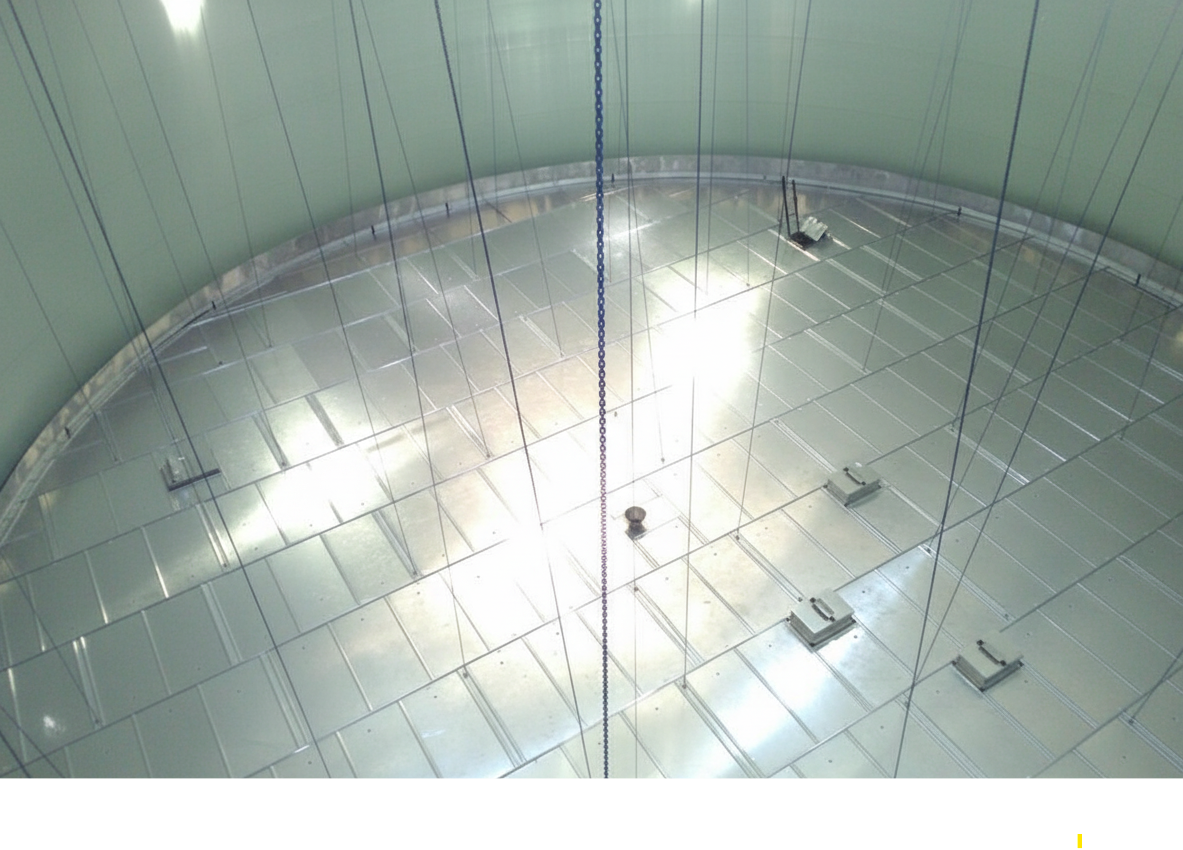 Internal floating roof for evaporation control in tanks